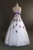 Robes de mariée blanches et violettes de qualité supérieure en provenance de Chine chérie Necline broderie à la machine exquise A-ligne corset robes de mariée242w