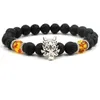 8mm Natural Negro Lava Stone Beads dragon Charm Bracelet DIY Esencial Difusor de Aceite Pulsera para mujeres Yoga Joyería