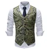 2018 New Style Casual Mens Suit Vest Slim Fit Waistcoat Floral Mens Vest Formal Wear Wedding Weste Herren Gilet Costume Homme