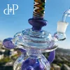 PlusPlus Glass Bong Water Pipe 007L Recycler 독특한 라벤더 및 비틀림 목덜미 색의 아트 파이프와 퍼콜 레이터 8.3 높이 14mm 여성