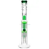 Hookahs Glass Bong 18.5" water pipe double 8x arm-tree dome perc without shot hole Blue send