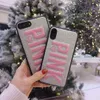 Pink Letter Impression de TPU TPU CASE THELLE ÉTABLANT 3D BROBT RETOUR BACK COUVERTURE DES COVERS POUR IPHONE X 8 7 6 PLUS GIRLE