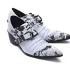 Moda in vera pelle in bianco e nero Scarpe eleganti da uomo Scarpe a punta con tacco alto Scarpe da uomo bianche da sposa, scarpe da festa, grandi EU38-46