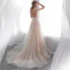 Eve of Milady 2019 Abiti da sposa Gioiello Collo Tulle Sash Boho Abiti da sposa Abiti da sposa aperti senza schienale Abiti da sposa sexy in pizzo da spiaggia