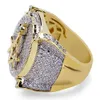 Hip Hop Masonic Ring All Iced Out High Quality Micro Pave CZ Rings Copper Gold Color Plated For Women Men279Q