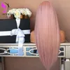 Wholesale pink color 30inhes Long Silky Straight Synthetic Wigs Heat Resistant Glueless Lace Front/Full Lace Wigs for Black Women