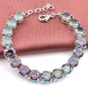 كامل - 925 الفضة الاسترليني يدوي يدويًا متعدد الجولة Frie قوس قزح Mystic Topaz Lady Chain Bracelets236p