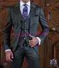 New Arrival Paski 3 Piece Suit Men Wedding Tuxedos Znakomity Groom Tuxedos Best Men Business Obiad Prom Blazer (Kurtka + Spodnie + Kamizelka + Kamizelka) 480