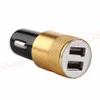 For iphone samsung Car charger Dual 2 Usb Ports Alloy Metal Universal 2.1A Car chargers for Pc Mp3 Gps Android phone with box