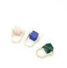 natural stone ring Square blue Turquoise pink crystal ring for women jewelry