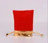 Bolsas con cordón de cuentas de terciopelo rojo negro bolsas 100 unids/lote 2 colores 2 tamaños embalaje de joyería bolsas de regalo de boda de Navidad