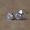 925 STERLING Silver Bling Earring Set White Color Mignon Round Stud Orees Orets For Women Fashion Jewelry Birthday Gift Fine 3812220
