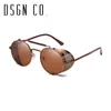 DSGN CO. Moderne Gothic Steampunk Sonnenbrille für Männer und Frauen, verstellbare Abdeckung, runde Sonnenbrille, 8 Farben, UV400