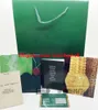 Luxus-Qualität Mens-Armbanduhr-Kasten Original Kasten Grün-Kästen Paper für Uhren Booklet-Karte in Englisch Geschenk für Mann Männer Frauen Sale