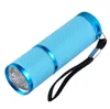 9 LED mini blinkande fackla bärbar mini UV flashlihts lampa gel polska nageltorkar aluminium legering facklor för vandring cykling