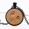 Glass Cabochon Necklace Dog Paw Footprint Time Gemstone Necklaces for Women Children Friendship Fashion Jewelry