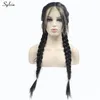 New Arrival Natural Color Braid z Baby Włosy Syntetyczne Koronki Przednia Peruce Plecione Pudełko Braid Peruka Długi Bezklepowy Włókn