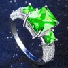 Bl￥ p￤rla skapade bl￥ kristall silver f￤rg br￶llop finger kristall ring smycken f￶r kvinnor droppfartyg