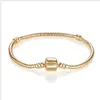 17-21cm European Charms Snake Chain 18 Gold Plated Bracelet Fit Pandora Rose Gold Bracelets Wholesale Fits For Women Jewelry European Beads Charm Dangles