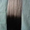 Ombre T1B/Grey Straight Silver Ombre Micro Loop Human Hair Extensions 100% Human Micro Bead Links Machine Made Remy Hair Extension