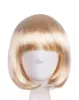 peluca de pelo longitud media rubio beige a flecos 40cm, disfraz de día de cosplay