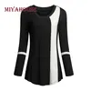 Miyahouse Patchwork O-Neck Lady T-Shirt Spring Autumn Long Sleeve Women Shirts Casual Cotton Large Size Loose Tops For Female