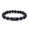 4 Couleurs 8mm Noir Pierre De Lave DIY Diffuseur D'huile Essentielle Bracelet Zircon Incrusté Sqaure Charmes Élastique Bracelets Bijoux Hommes Femmes