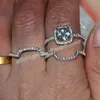 Joyería de moda hecha a mano del amortiguador 8mm 5A Zircon piedra 10KT Oro blanco relleno mujeres anillo de banda de boda de compromiso