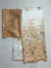 5Yards offre spéciale fuchsia africain George dentelle tissu avec paillettes d'or et 2yards français net dentelle ensemble pour vêtements JG28-2