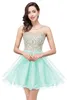 Elegant Sheer Mesh Top Tulle Short A Line Homecoming Dresses Lace Applique Formal Party Cocktail Short Prom Dresses CPS362