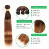 Braziliaanse Virgin Straight Hair Weave met Sluiting Ombre Menselijk Haarbundels met Sluiting Gekleurde Twee Tone 4/30 # Blond Menselijk Haar