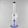 Hookah Recycler Blue Liped vattenrör 15inches Höjd Dubbel Slät Dome Percolator Filter Bongs