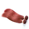 Pure Color 33 Dark Auburn Brasilianska hårbuntar Copper Red Straight Hume Hair Weaves With Unbrocess 3Bundles9137278