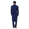 Bästa design blå tailcoat män bröllop tuxedos utmärkt brudgum tuxedos groomsmen män middag prom ceremoniell klänning (jacka + byxor + slips + väst) 784