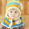 Mode hiver bébé casquettes écharpe ensemble enfant en bas âge filles garçons chapeaux de laine fils pour bébés crochet tricot chapeau chaud oreille enveloppe bonnet en gros