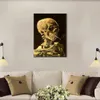 Famous Vincent Van Gogh Oil paintings reproduction hand painted SKULL WITH BURNING CIGARETTE Canvas art1199664