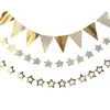 Gold Wave Paper Banner Bunting Paper Flag Wedding Birthday Baby Shower Party Decor Home Room Backdrop Kids Gifts Supplies QW8360