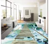 Large custom 3D mural wallpaper Water Falls Thrilling Rope Wooden Bridge 3D Floor Living room Bedroom Indoor decorations