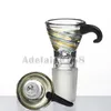 Colorful Glass Bowl Funnel Cone Handle smoke Mixed Color Lines 14mm 18mm Male Joint Water Pipe Oil Rig Heady DHL