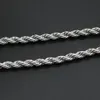 Chaîne de corde classique de 24 pouces, épaisse et solide, en or blanc 18 carats, collier pour femmes et hommes, chaîne à nœud ed 6mm de large, 279K