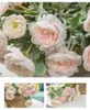 人工イングランドranunculus asiaticusシルクバラの花3頭の偽の花の家の結婚式の装飾庭の装飾の花