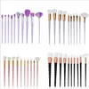 10pcs unicorn spiral makeup brush fan rainbow Professional brushes 4 colors foundation Powder eye shadow Colorful brush