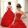 In Stock New Strapless Ball Gown Wedding Dress Tiered Skirts Floor-length Organza Tulle with Appliques Beading 3 Colors With Petticoat