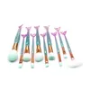 Makijaż Pędzel Glitter Mermaid Fish Tail Found Foundation Foundation Powder Eye Shadowce Concealer Rainbow Bluning Brushes 1set