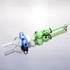 kits glass pipe tip blue green 14mm joint 6" bubbler smoking pipe smoking bong with plastic clips