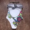 Ny trend Kvinnor Baddräkt Full Body Bodysuit Girl One-Piece Swimwear Sexig Beach Bikini Färgglada Polyester Elastisk Gul Leotard Print