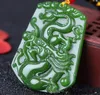 Neue natürliche Jade China Handgravur grüne Jade Anhänger Halskette Amulett Glücksdrachen Statue Kollektion Sommer Ornamente