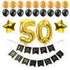 New Design 40 50 60 30 Years Old Happy Birthday Paper Bunting Banner Number Foil Latex Balloons Birthday Party Decoration Supplies Black