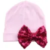 Forniture premaman Cappello per neonato Beanie Cappello in maglia con fiocco in paillettes carino Primavera Autunno Cotone 0-3 mesi