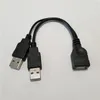 Entero 100pcslot dual 2 puertos USB 20 Potencia de datos A Male a Hembra Cable Adaptador Splitter Cable de 15 cm para HDD Portable SSD ENC9744161